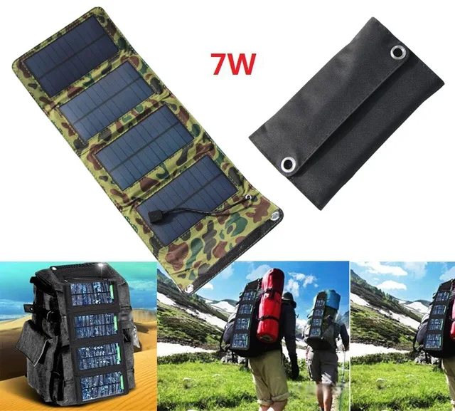 5 В 7 Вт портативный открытый аккумулятор Power Bank складной солнечный мешок зарядки для сотового телефона