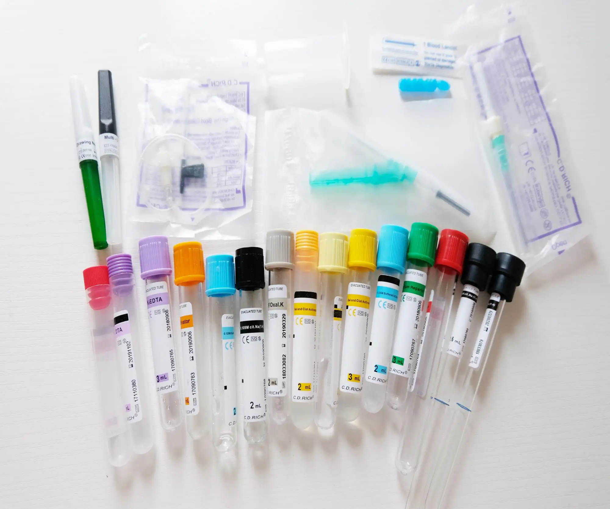 
safety green cap heparin and gel additive blood collection system for hospital diagnose and examination 