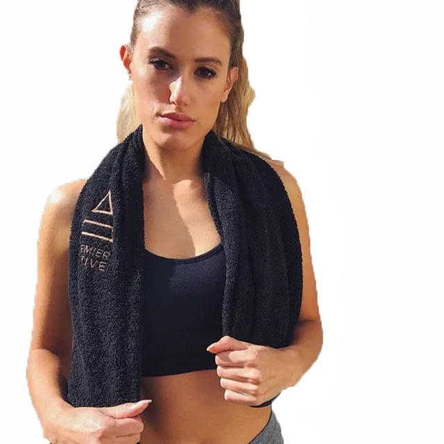 Китайский поставщик, хлопковое черное полотенце для спортзала с логотипом