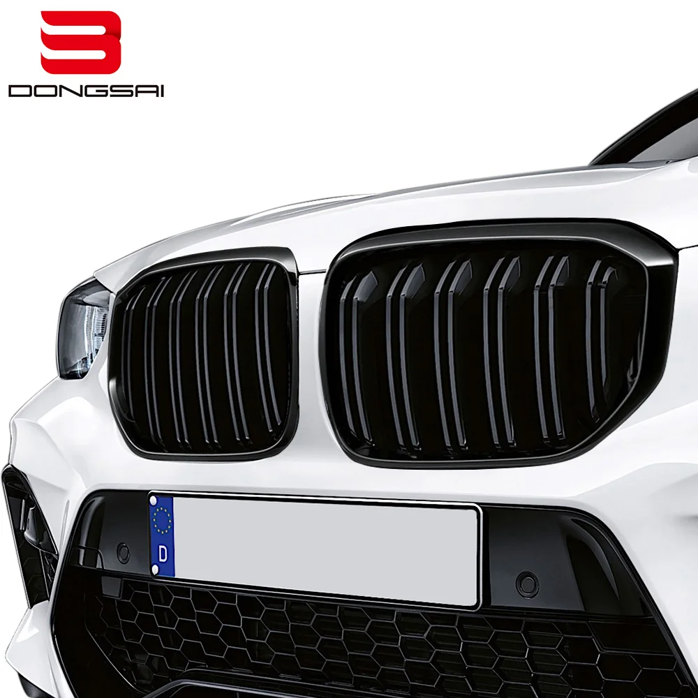 ABS Dual Slat Gloss Black Car Front Kidney Bumper Center Grille Grill for BMW X3 G01 X3M F97 2018+