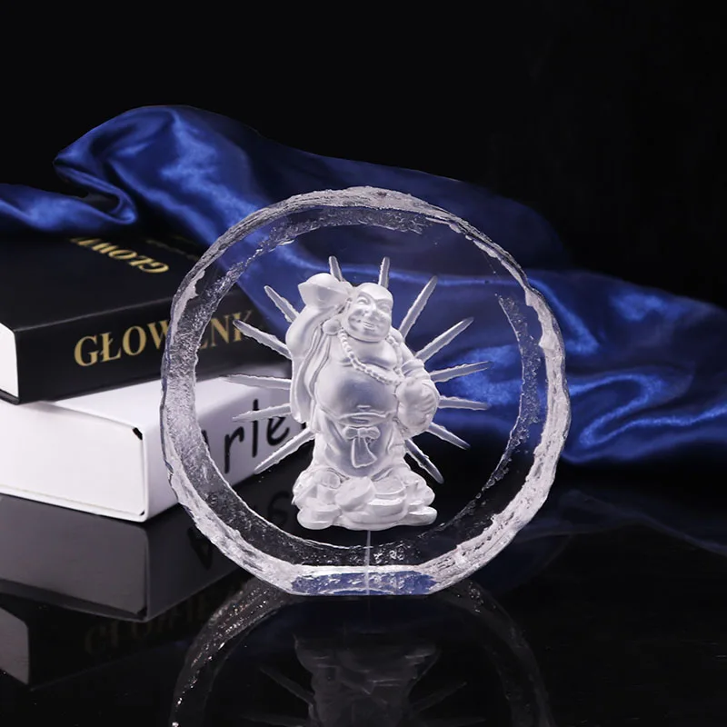Pujiang kinsam crystal factory direct sales for temple living room display crystal Buddha statue
