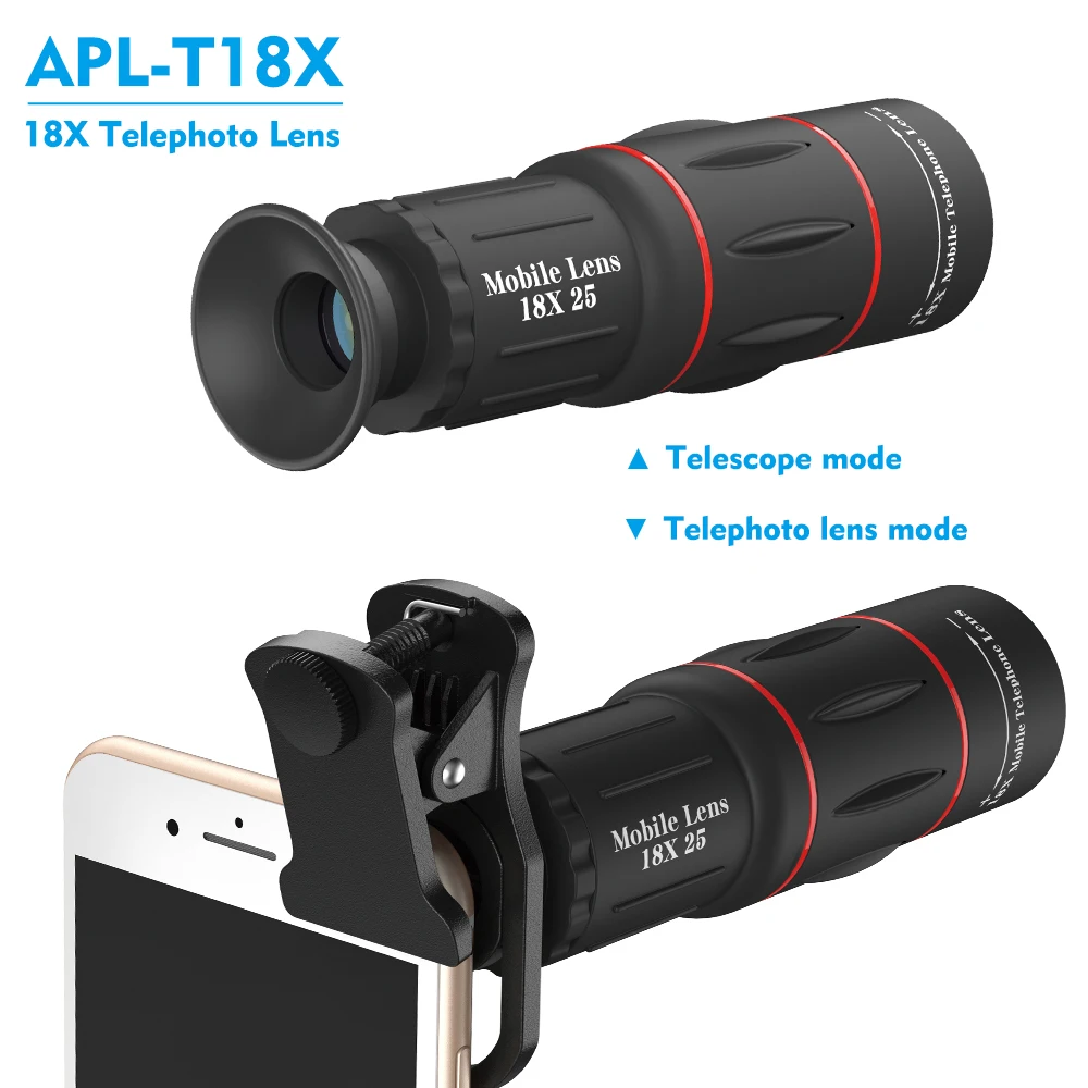 APEXEL High definition monocular telescope premium quality 18X zoom telephoto mobile phone lens