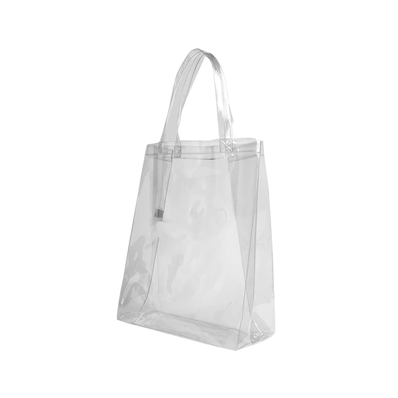 Designer clear transparent large tote PVC shopping bag