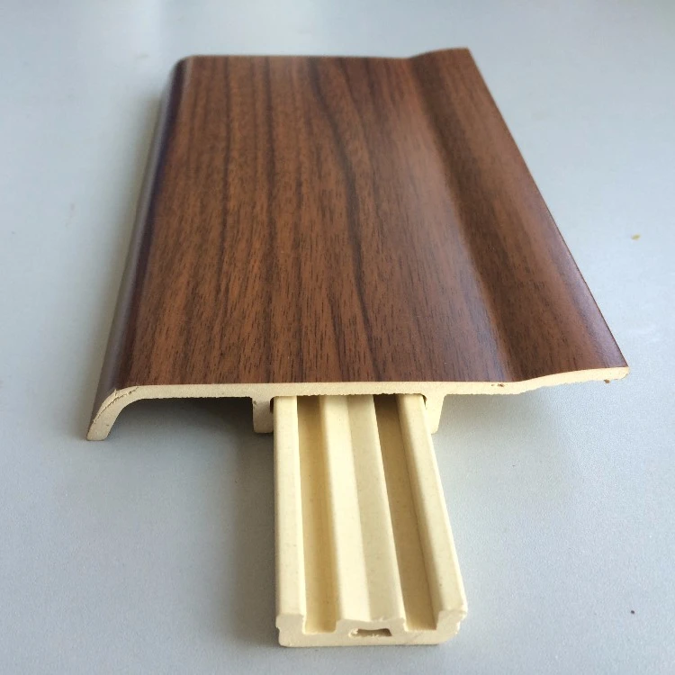Factory price wood grain wpc skirting board, pvc composite baseboard skirting line