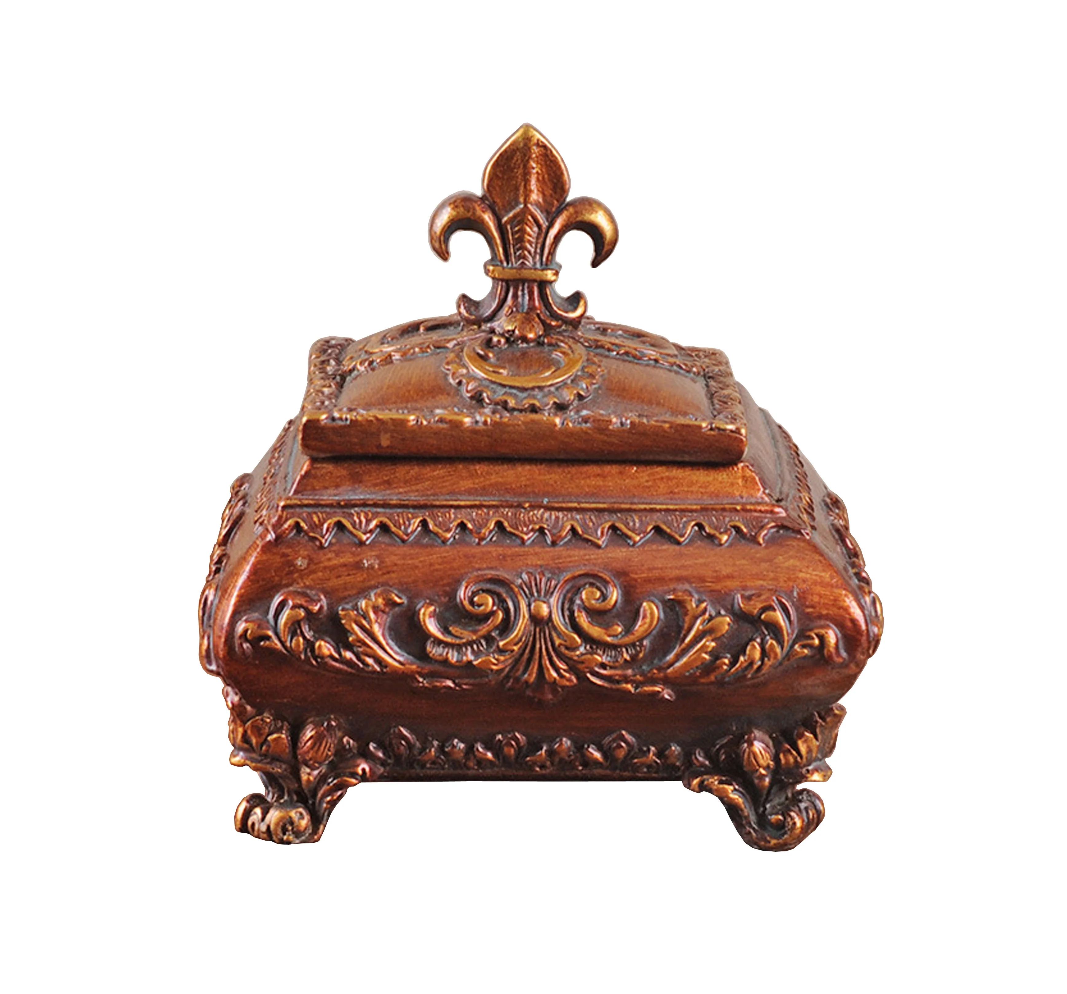 Attractive Ornate Silver Resin Trinket Box For House Decoration