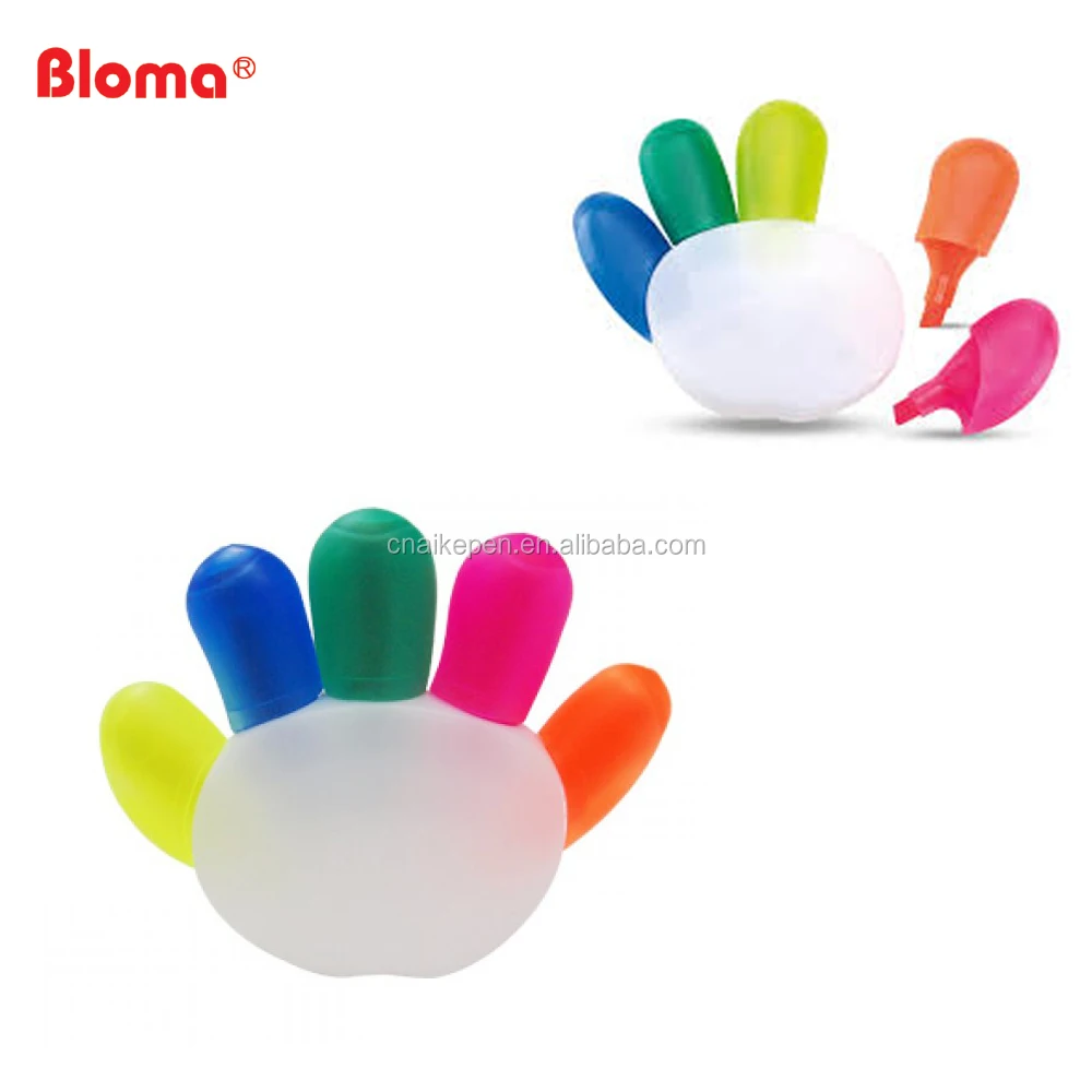 Factory selling 5 fingers hand shape highlighter fluorescent marker pen for promotion