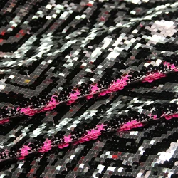 China sells polyester black and white zebra stripes pattern sequin color changing fabric