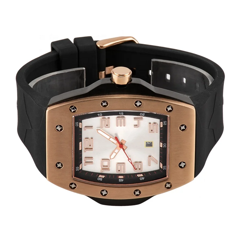 Latest design 3 atm water resistant quartz stainless steel watch strap silicone quartz watch for men wristwatch