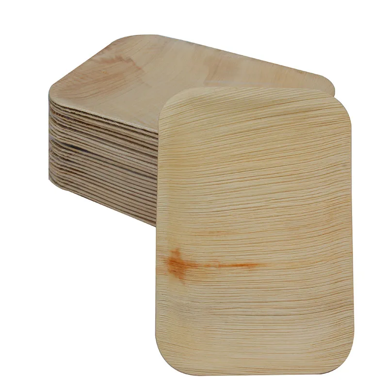 
8 Inch square Disposable Areca Leaf Dinnerware palm leave plate biodegradable palm leaf Party Plates 