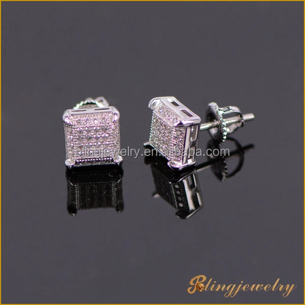 
925 sterling silver hip hop CZ stud earring 