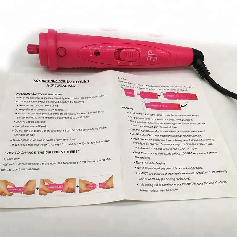 3-in-1 ceramic hair curling iron 1 inch tourmaline wand hair curler