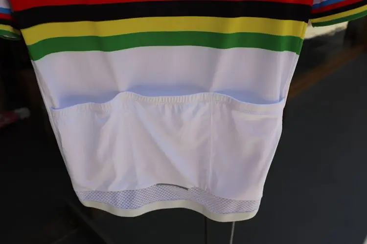 Top Quality Rider  Rainbow Short Sleeve Cycling Jersey Pro Team Race Tight Fit White Bicycle Clothing