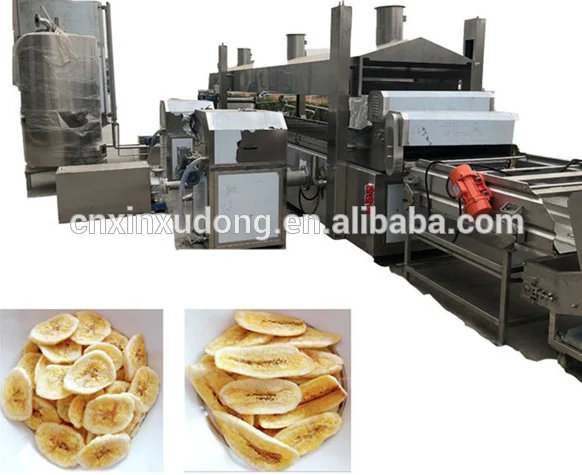 Continuous industrial banana and plantain frying machine