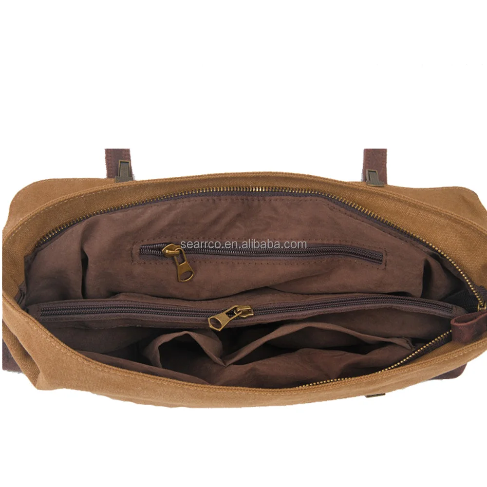 Durable Multi-purpose Waxed Canvas Men handbag Leather canvas messenger Bags