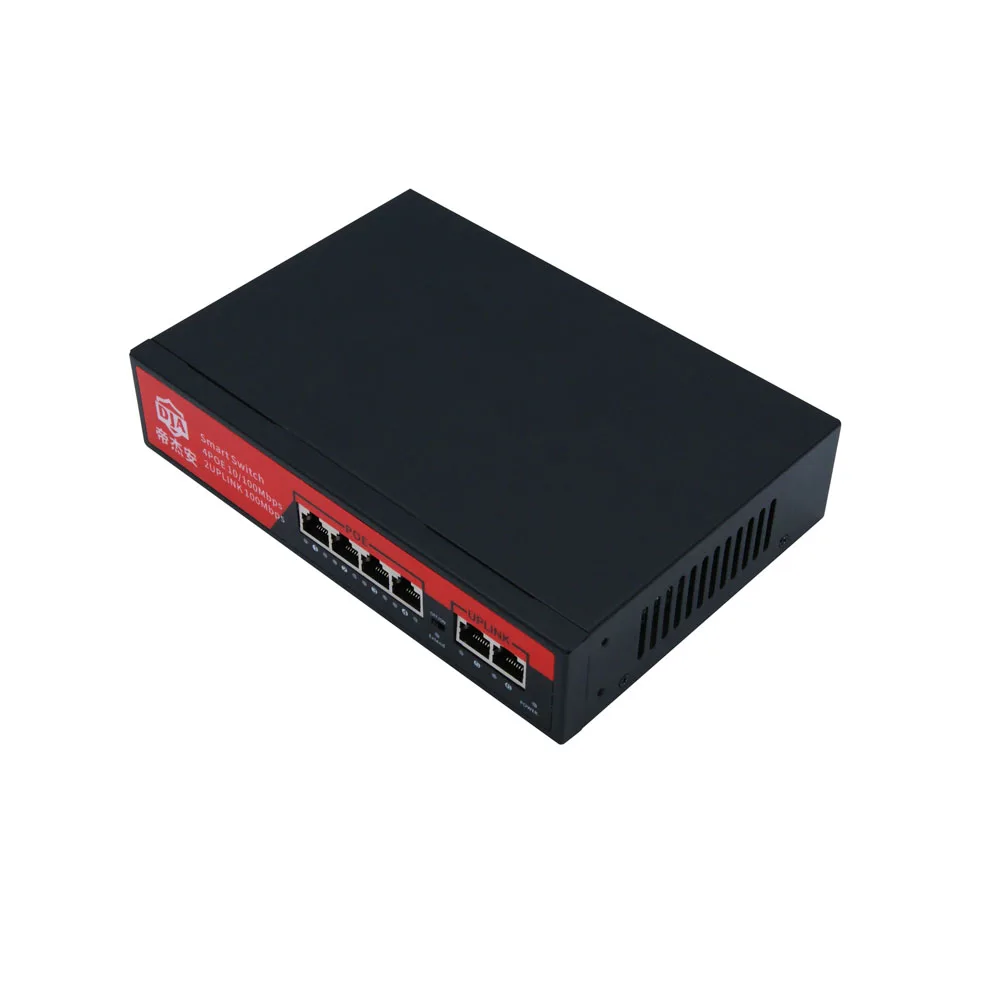 
4 port 10/100M 48V 52V Ethernet network poe switch 2 poe uplink for IP camera CCTV 