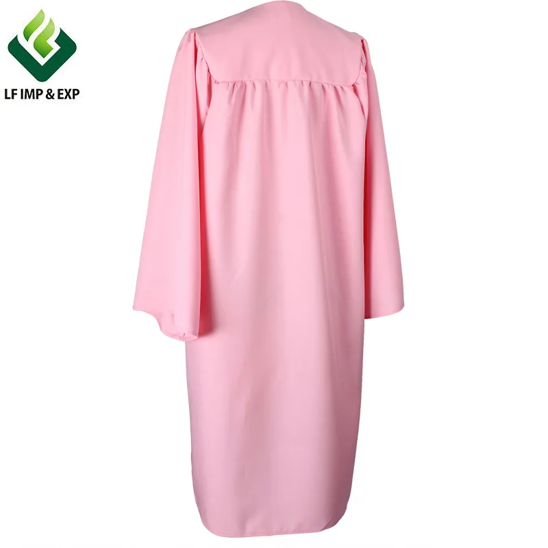 100% Matt Polyester Finish Pink Prom Graduation Gown
