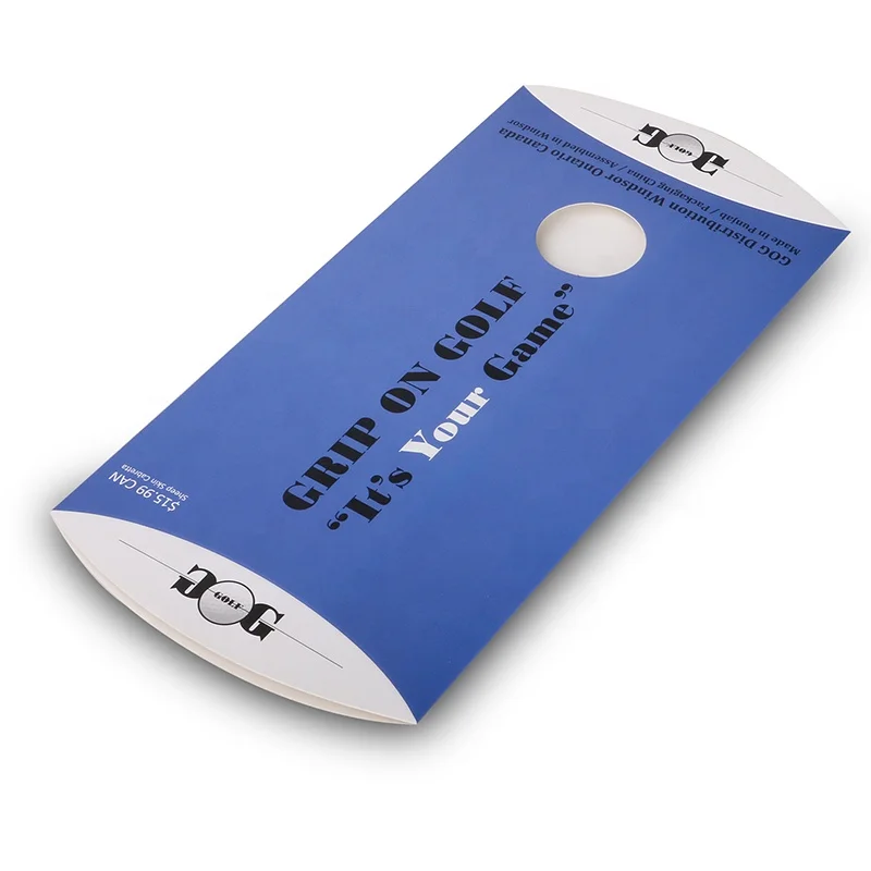 Special custom die cut pillow box shape golf glove blue packaging box
