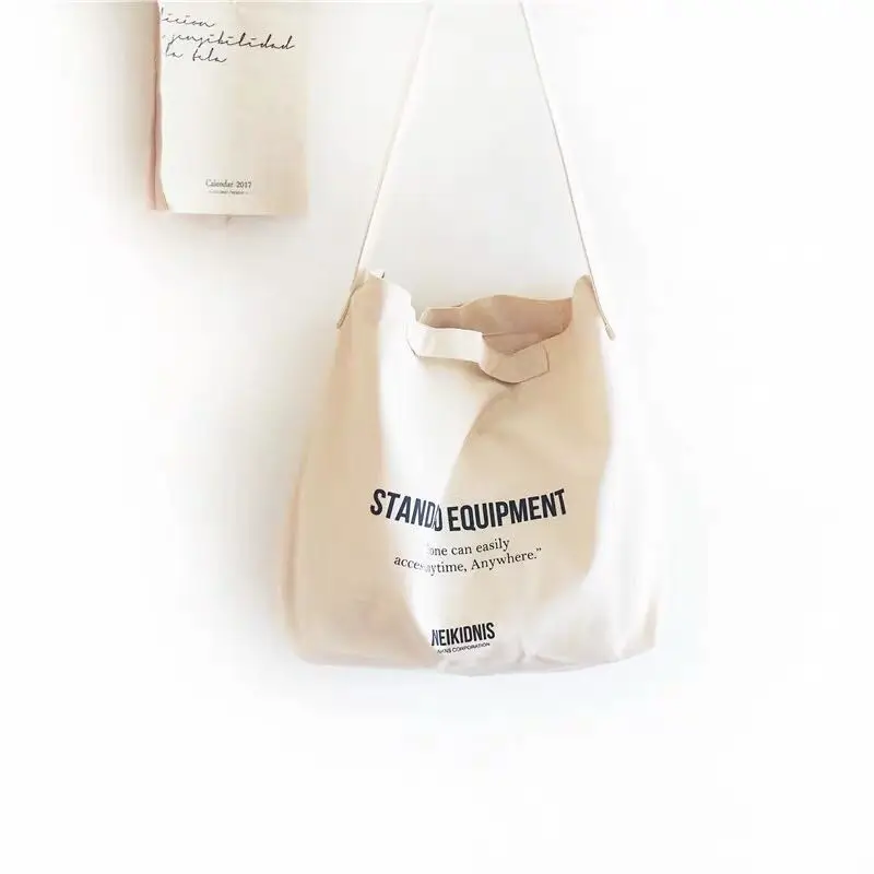 Reusable cotton shopping bags plain white cotton canvas tote bag with printed logo