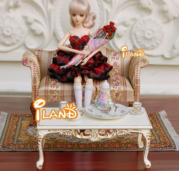  Iland миниатюры 1:6 Модная Кукла деревянная мебель диван стол кукла крыло стул набор 4 шт. эксклюзивная