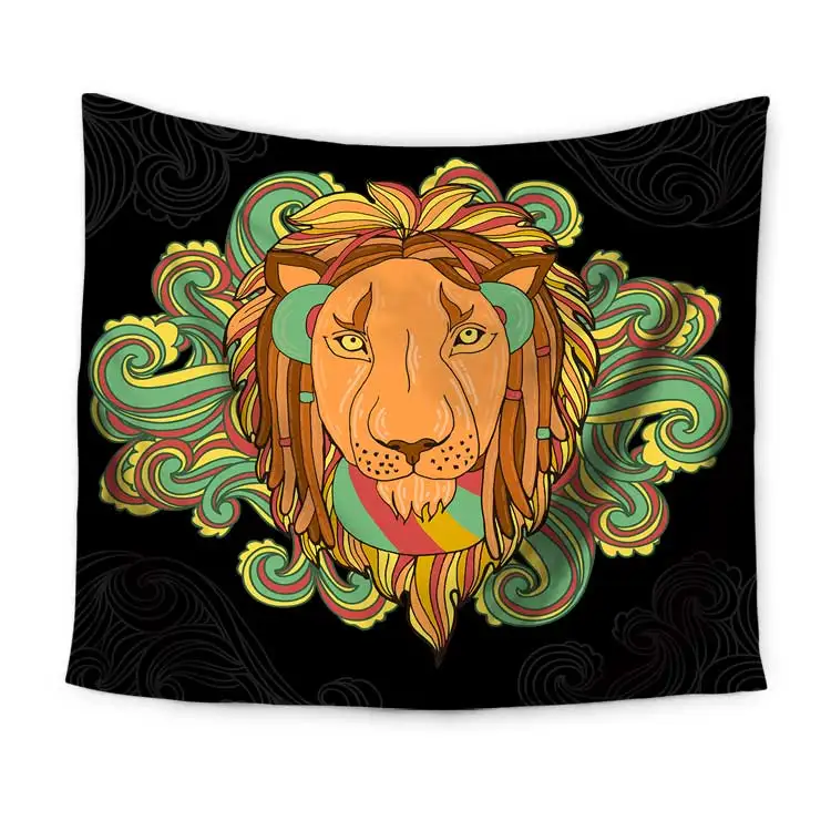  Прямая поставка из Китая настенный гобелен с принтом Rasta Lion King Size на