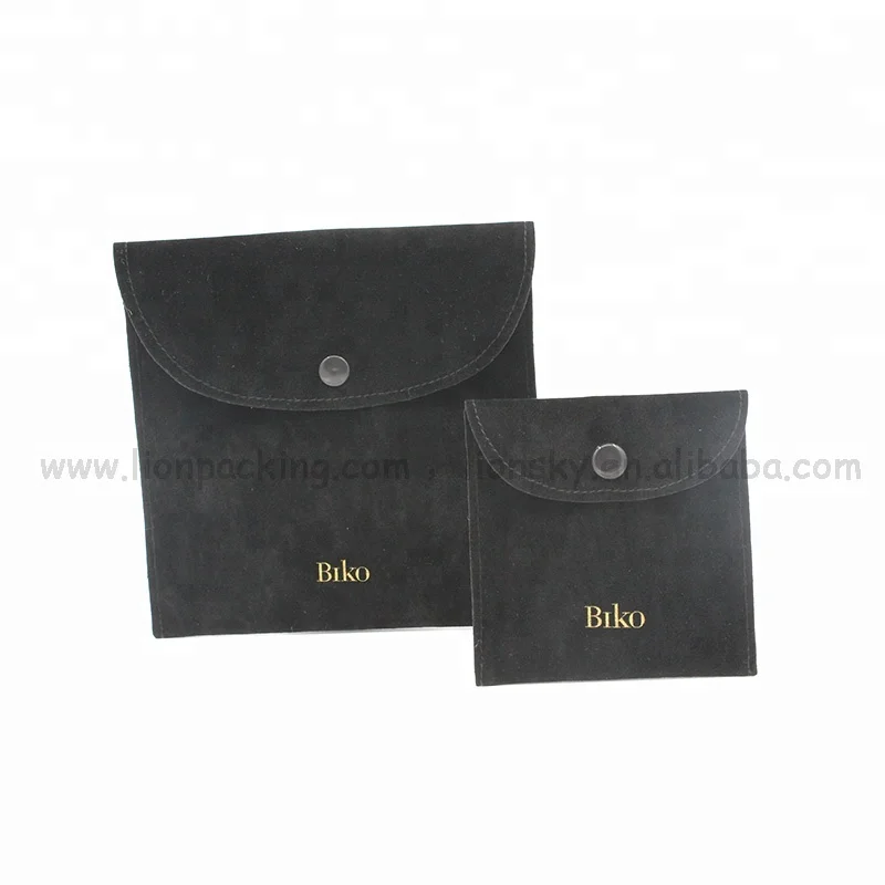 Custom Black Velvet Fabric Pouch Luxury envelope Gift Card jewelry bag