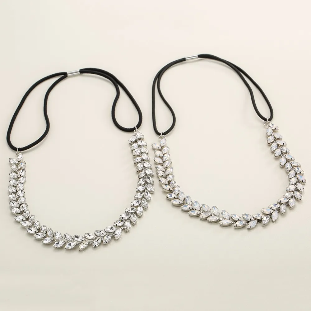 Свадебная повязка на голову со стразами, Посеребренная лоза для волос для невесты, эластичные повязки для волос для девочек