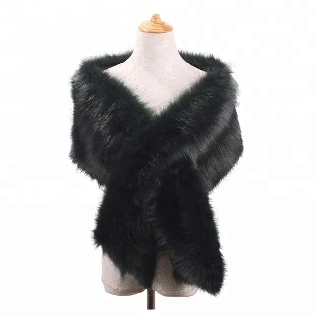 
2018 Fashion Accessories White Black Grey Faux Fur Shawls Stole For Women 