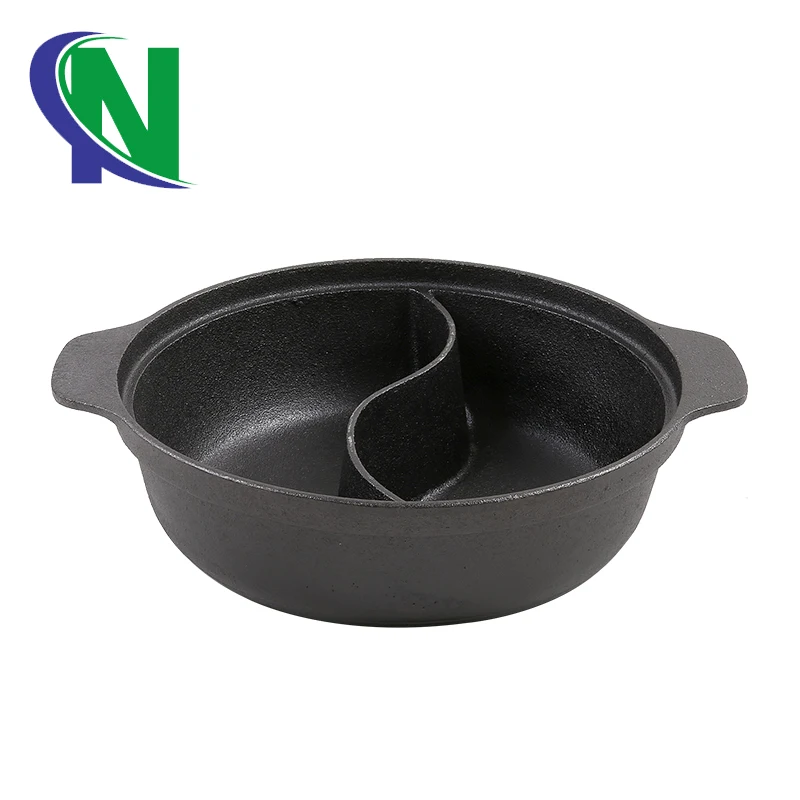Cast Iron Hotpot Cooking Pot With Divider