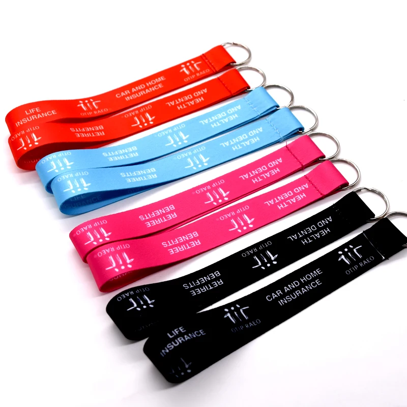 Custom dye sublimation printing colorful short key lanyard with free design