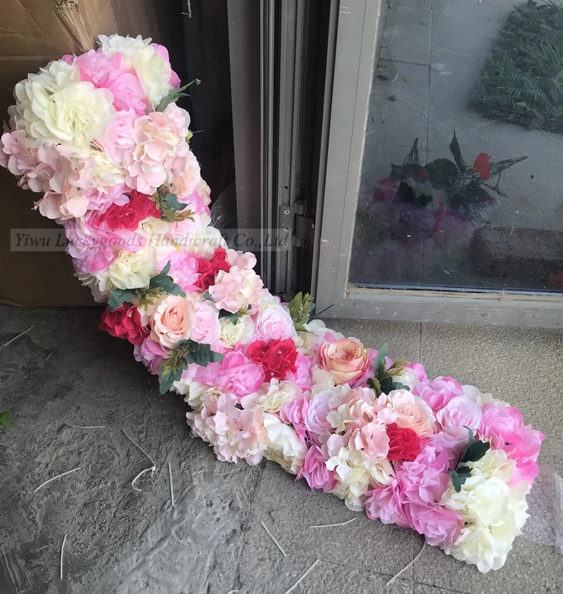 LFB879-2 100cm long light purple silk rose flower with orchids wedding floral garland party stairs flower runner decoration