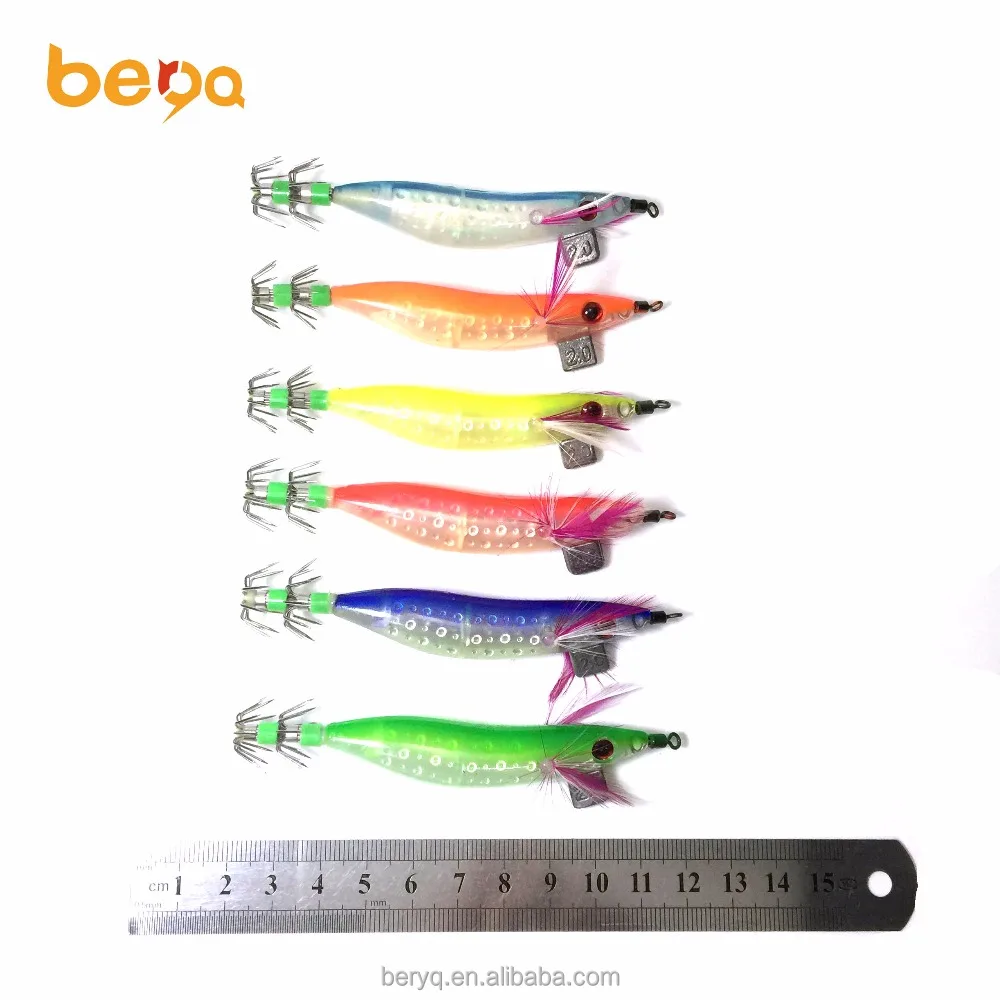 Glowing Wooden Shrimp Squid Octopus Hook Bait LED Glowing Hard Bait Plastic Explosive Hook Bait
