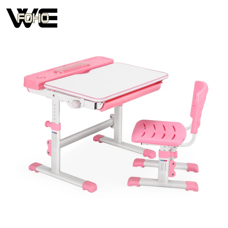EASY install Kids desk chair height adjustable non-toxic writing children study desk with led lamp