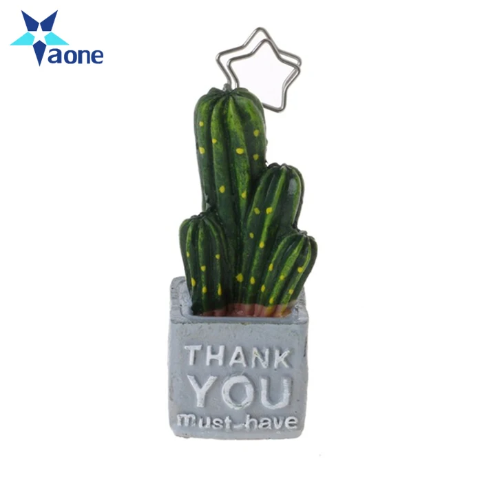 Cute Resin Cactus Design Memo Clip Stationery Table Plant Decoration Photo Clip Name Card Business Memo Holder