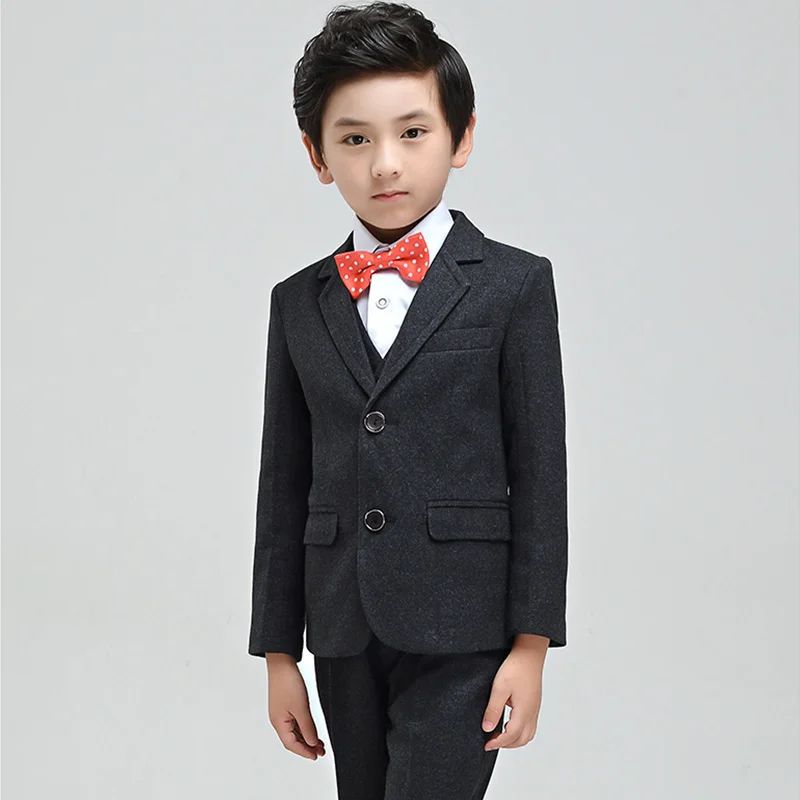 
Designer Black Coat And Pants Boys Formal Suit 