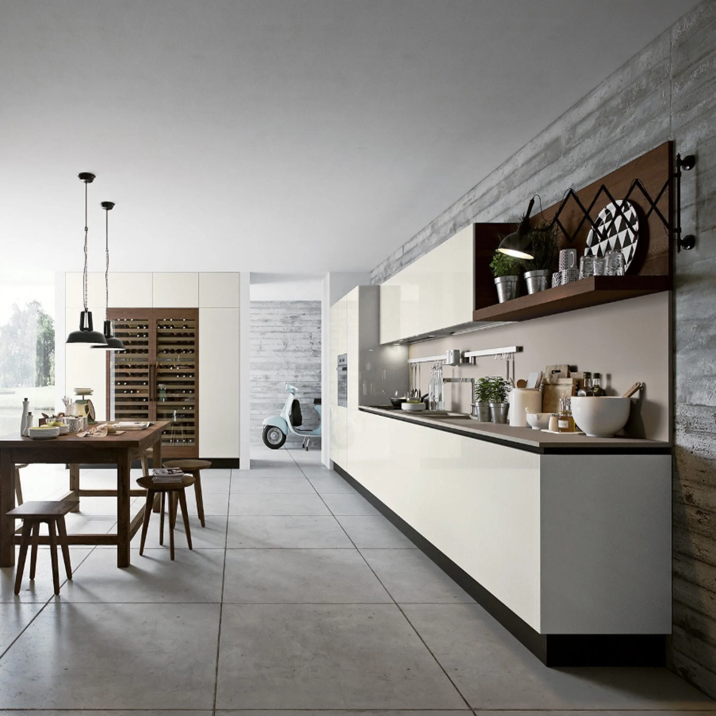 Полный комплект готовых водостойких кухонных шкафов Vermonhouzz глянцевый дизайн для кухни в отеле