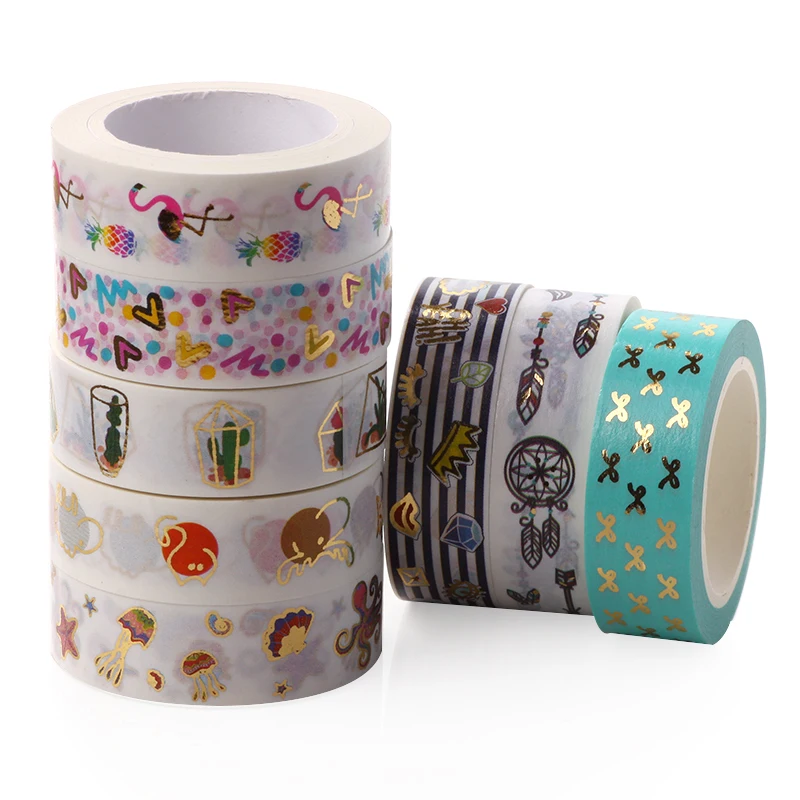 AAGU New Arrival Bowknot Flower Heart Pattern Foil Washi Tape Adhesive Paper Masking Tape Office Supplies Paper Stickers