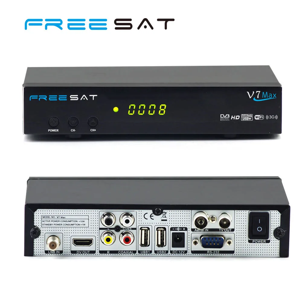 Горячие продажи Freesat V7 Max DVB-S2 Спутниковый Ресивер 1080 P Цифровой Set Top Box Поддержка Powervu USB Wi-Fi Dongle