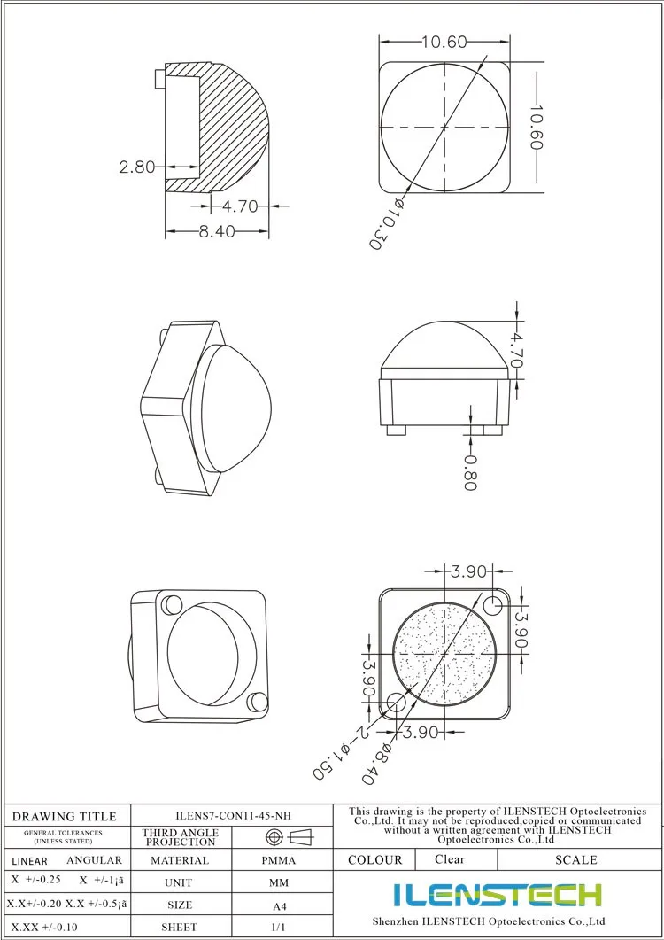 ilenstech 1w 2w 3w led convex lens led pmma lens 5050 for telescope objective lens