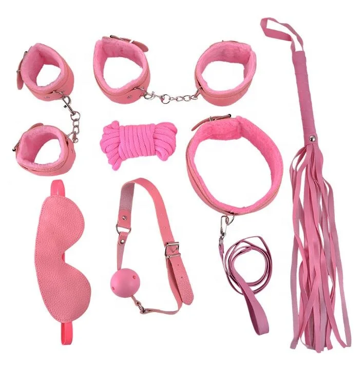 Adult Bondage Kit 7 Pcs/Set BDSM Games Fetish Handcuff Footcuff Whip Rope Blindfold