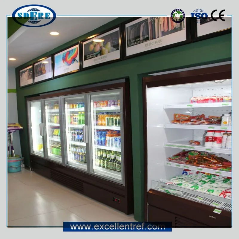 cheap vertical upright glass door freezer cooler refrigerator & fridges display showcase for cold drink in retail supermarket