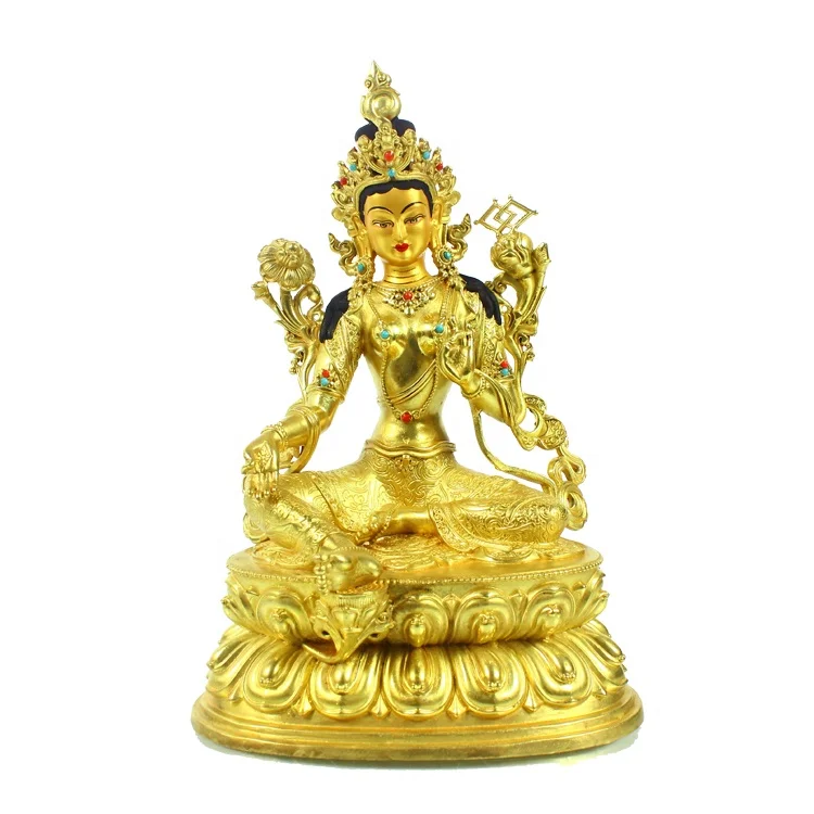 Customized Golden 21 Tara Tibetan Buddha Statue Religious Bronze Carved Buddha Tara Statue