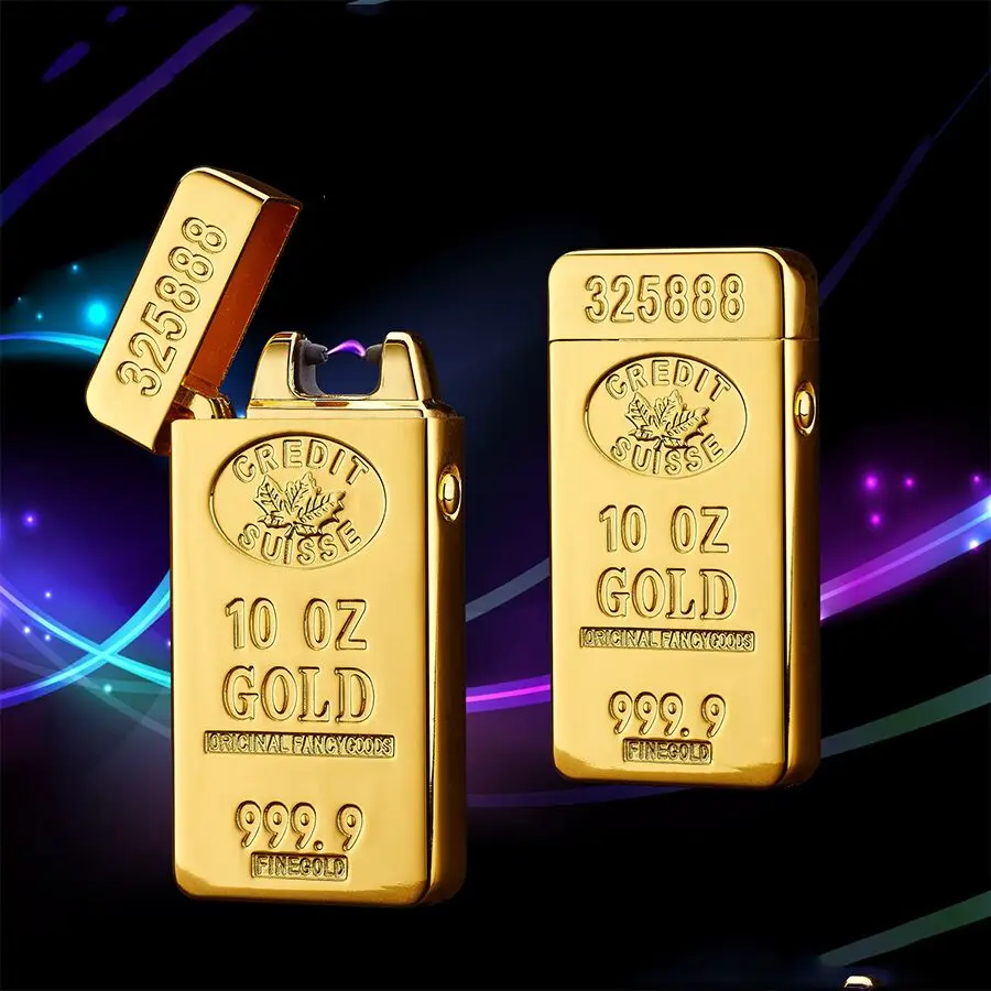 Windproof Golden Bar Electric Lighter Single Arc Plasma Lighter