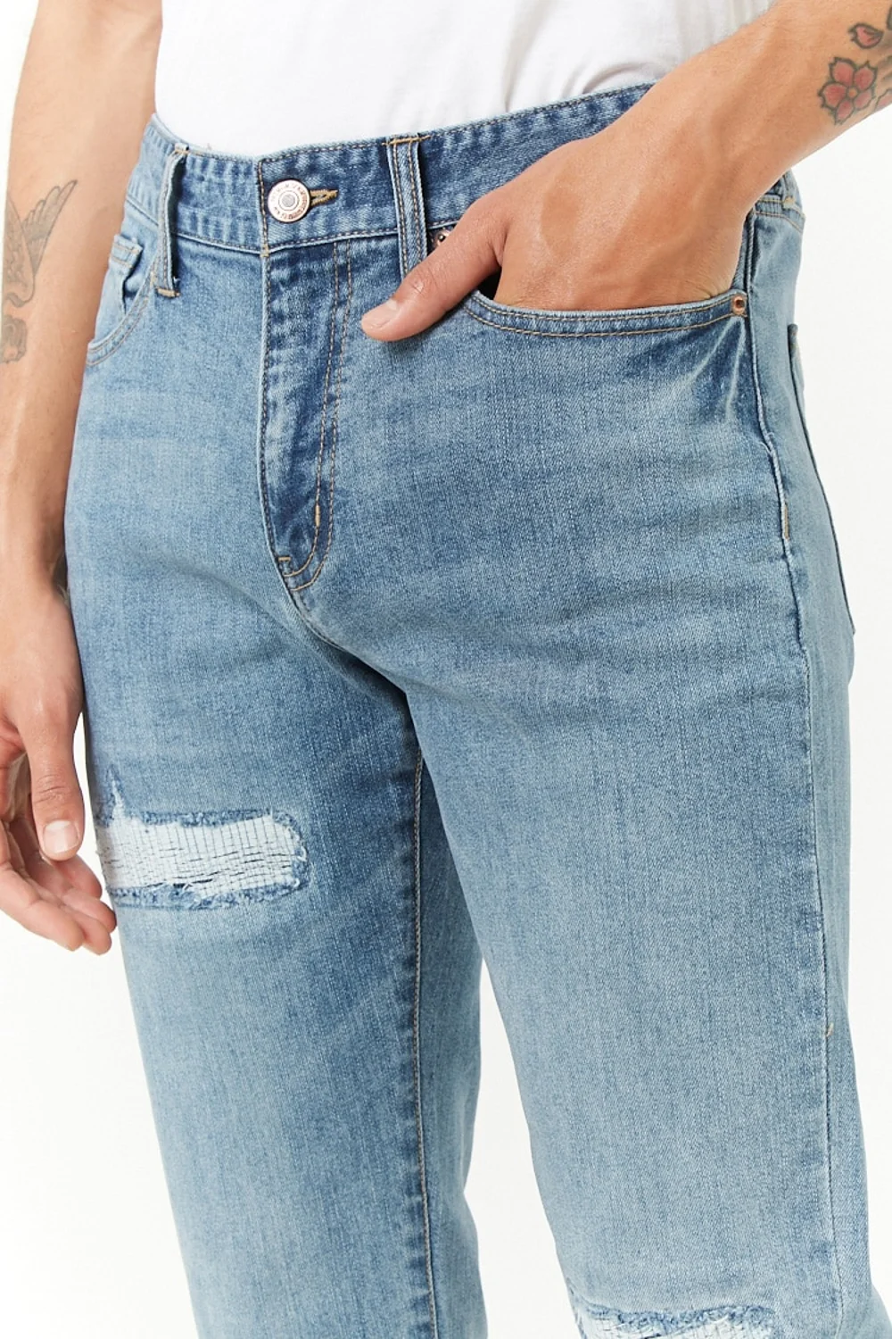 New design fashion damaged denim jeans cotton custom Jeans for men