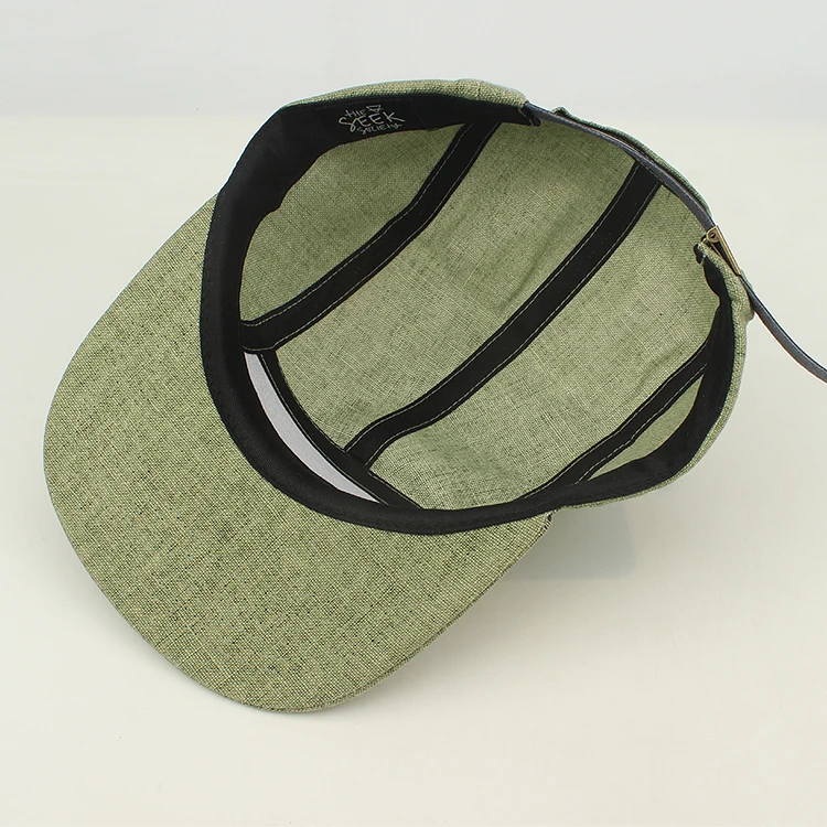 custom leather patch hemp camp 5 panel hat cap