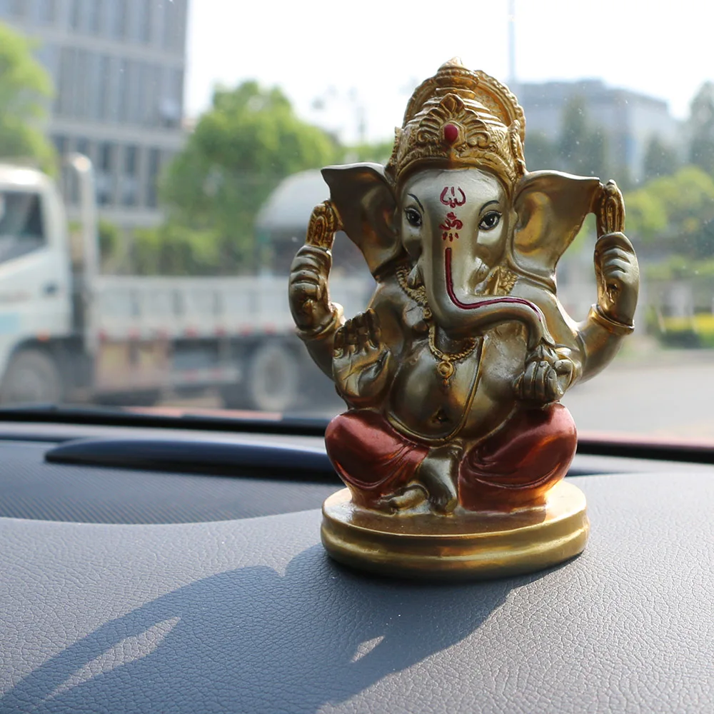 Поли-камень с высокой ручной росписью, 4,72 дюйма, античный цвет, Индийский Бог, статуя Ганеша для украшения автомобиля, статуя Ганеша, статуя для йоги
