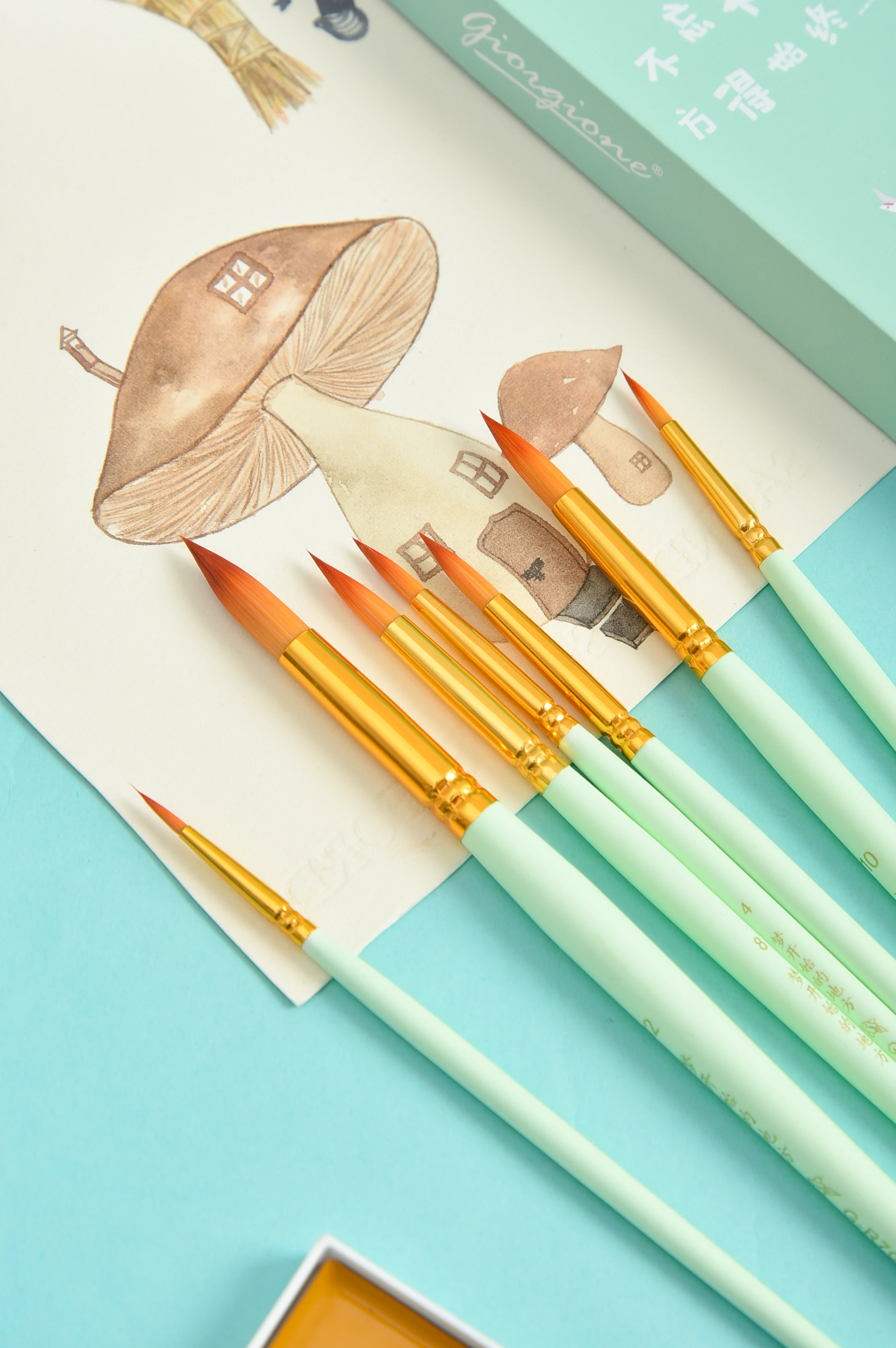 Giorgione 7 Pieces  Round Peak Nylon Wool Color Pens - Dream Chase Series (mint green)