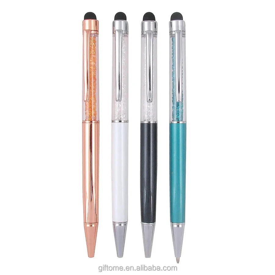 Many Colors Promotional Metal Crystal Ballpoint Pen Custom Logo Screen Crystal Stylus Pen In Stock