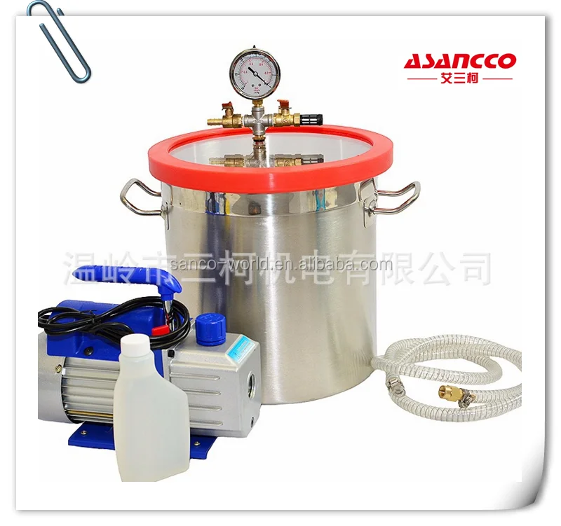 5 Gallon Vacuum Chamber + 3CFM Single Stage Pump HVAC to Degassing Silicone Kit