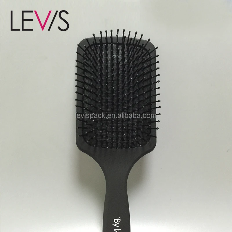 
High class matt black plastic skeleton comb brush with cushion 