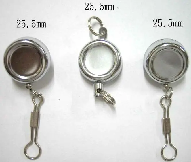 High quality carabiner hook retractable round metal badge reel